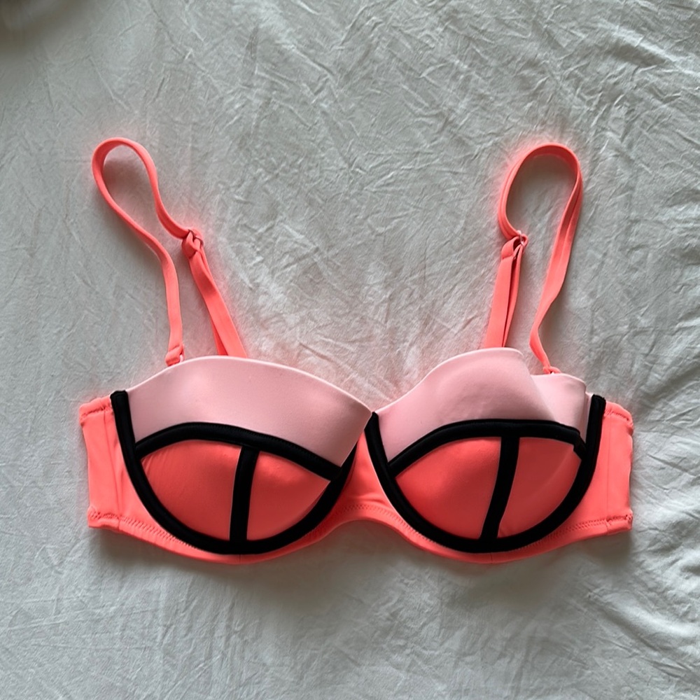 Victoria's Secret Neon and Black Bikini with Colorblock Design